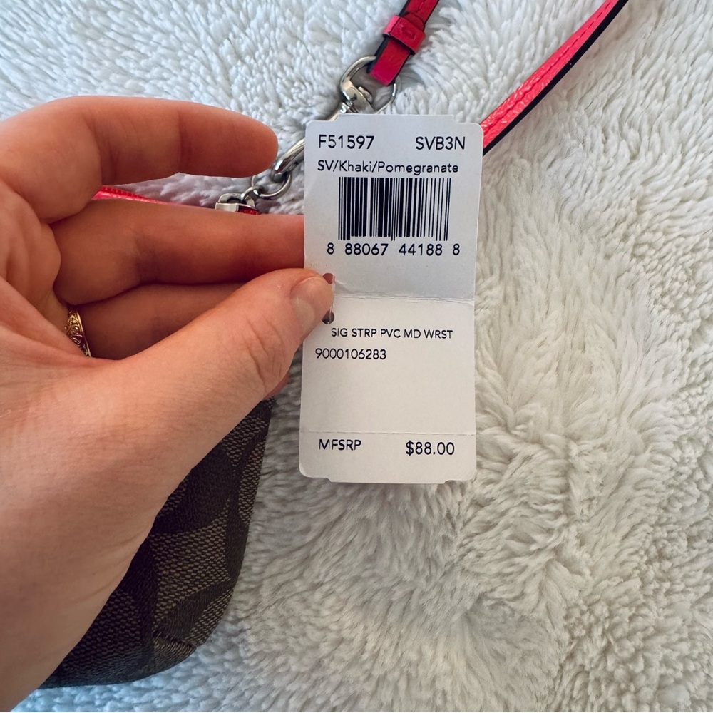 Coach Corner Zip Wristlet in Signature Canvas with Stripe - Picture 6 of 12
